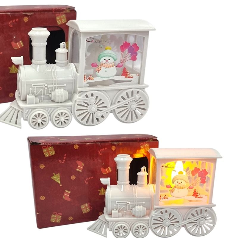 Decoratiune Locomotiva cu lumini pe baterii, 14 x 9 cm
