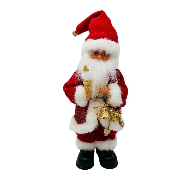 Mos Craciun Interactiv 35 cm cu lumanare si clopotei, pe baterii, in cutie Engros