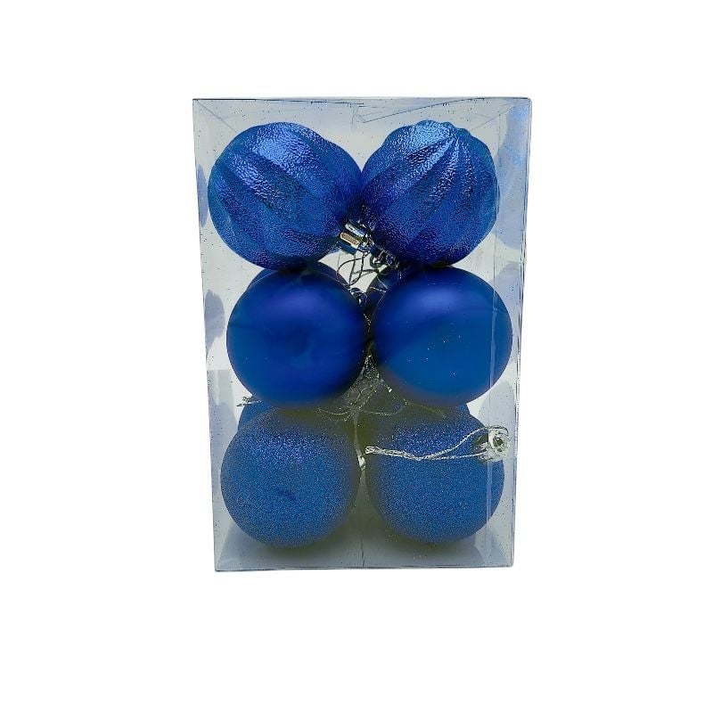 Set 12 globuri de Craciun pentru brad – 17x11.5x11.5cm, nuanta albastru regal, finisaj mat/lucios/sclipici Engros