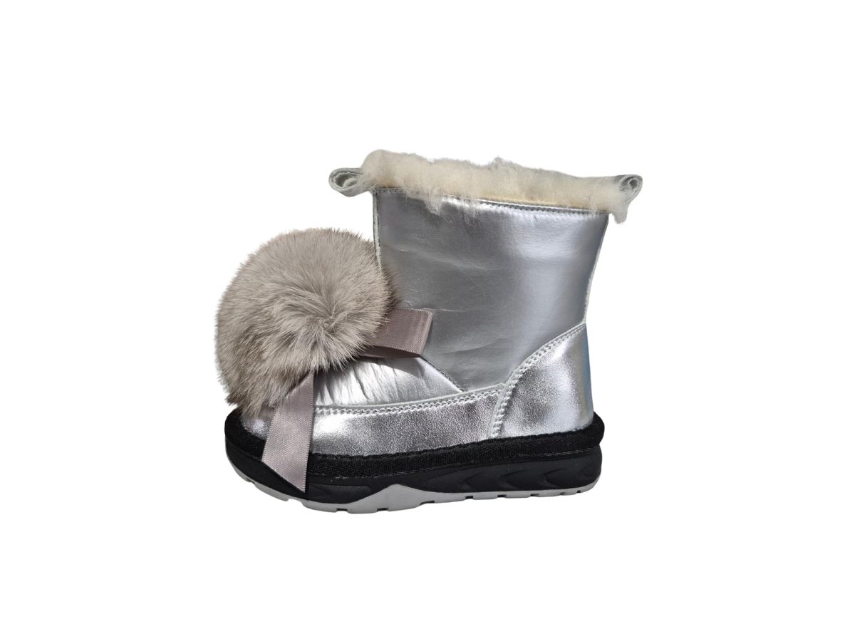 Ghete Fete CGM Iarna, Interior Imblanit, Inchidere Fermoar, Impermeabile, Accesoriu Fundita+Puf, Engross, Marimi 27-32, 8buc/ bax argintiu