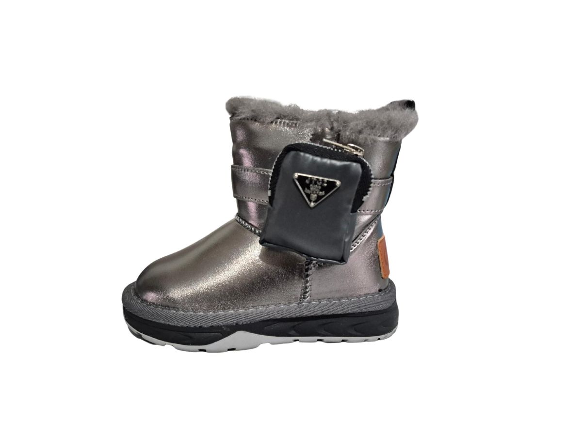 Ghete Fete Iarna, CGM, Interior Imblanit, Impermeabile, Accesoriu tip Portofel, Inchidere Fermoar, Engross, Marimi 22-27, 8buc/bax gri