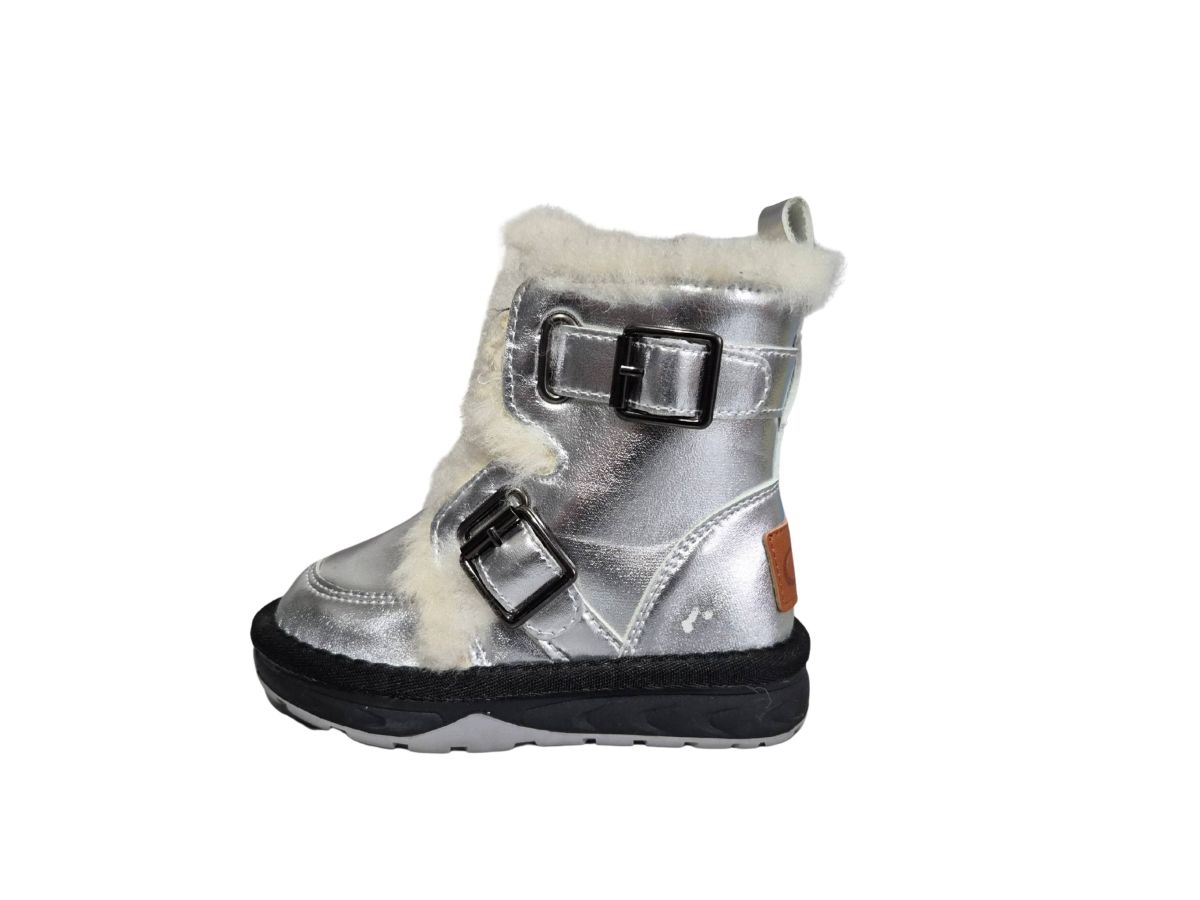 Ghete Fete Iarna, CGM, Model cu Catarame, Interior Imblanit, Inchdere Fermoar, Impermeabile, Talpa Antiderapanta, Engross, Marimi 27-32, 8buc/bax argintiu
