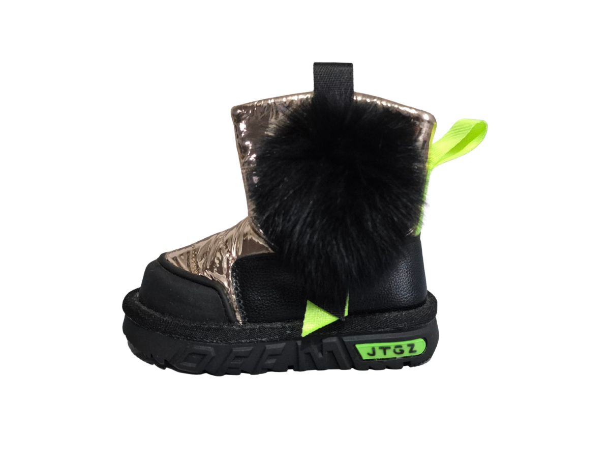 Ghete Iarna Fetite, CGM, Impermeabile, Interior Imblanit, Talpa Aniderapanta, Accesoriu Puf Atasat, Inchidere Fermoar Lateral, Engross, Marimi 22-27, 8buc/bax auriu