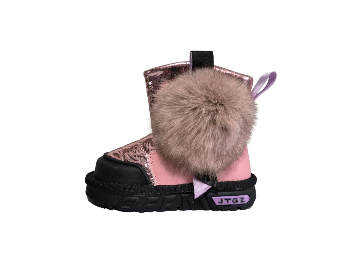 Ghete Iarna Fetite, CGM, Impermeabile, Interior Imblanit, Talpa Aniderapanta, Accesoriu Puf Atasat, Inchidere Fermoar Lateral, Engross, Marimi 22-27, 8buc/bax roz