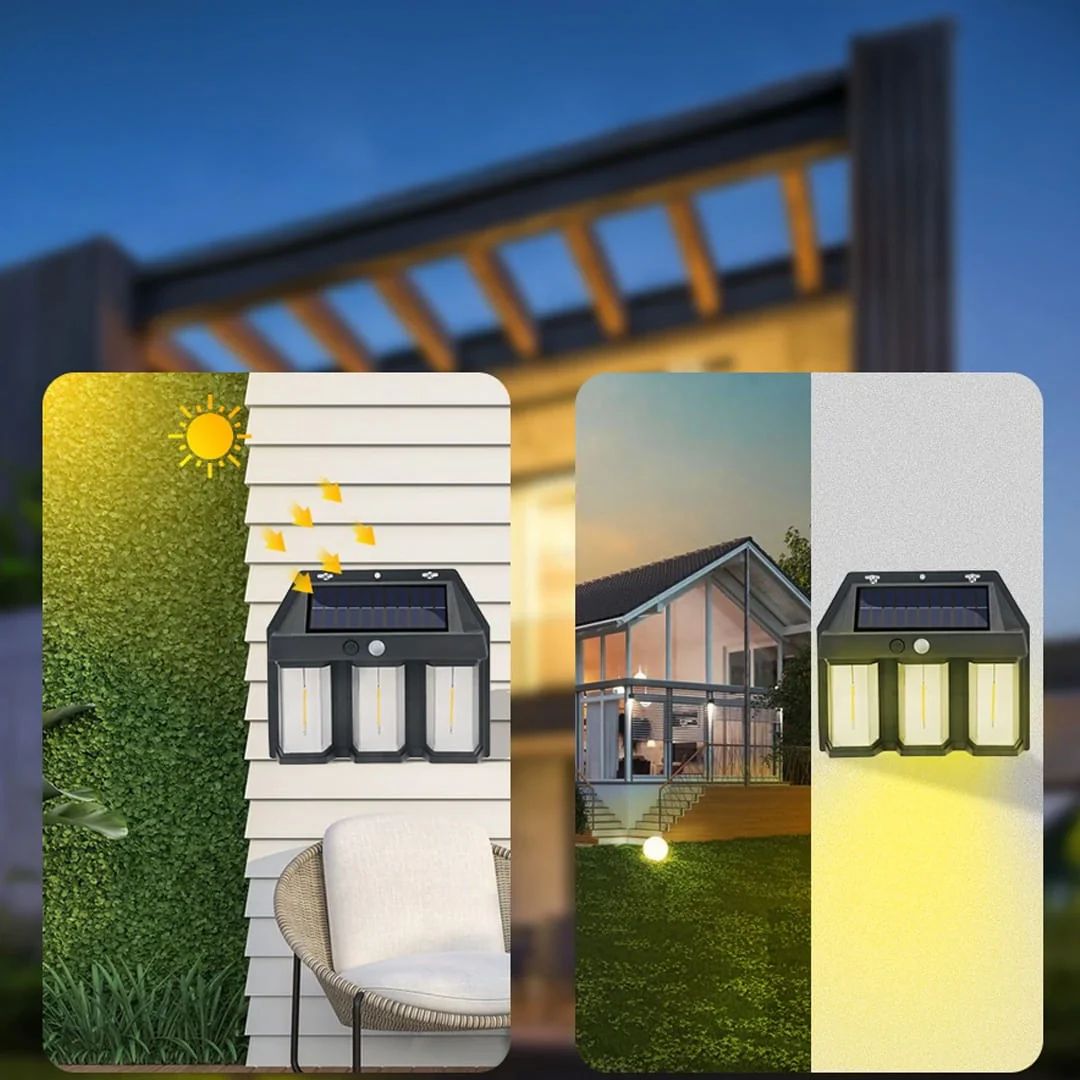 Lampa LED exterior,engross, 3 moduri functionare, rezistenta la apa, alimentata cu energie solara pentru curte sau gradina, Lumina calda 3 surse