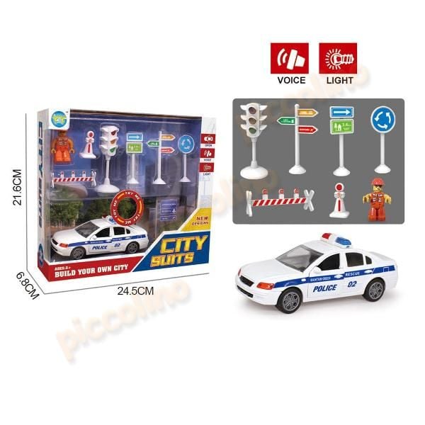 Masina de politie pullback L&S cu semne de circulatie si semafor Engros