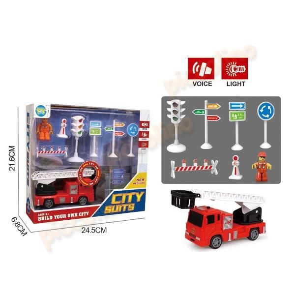 Camion pompieri pullback cu scara, L&S cu semne de circulatie Engros