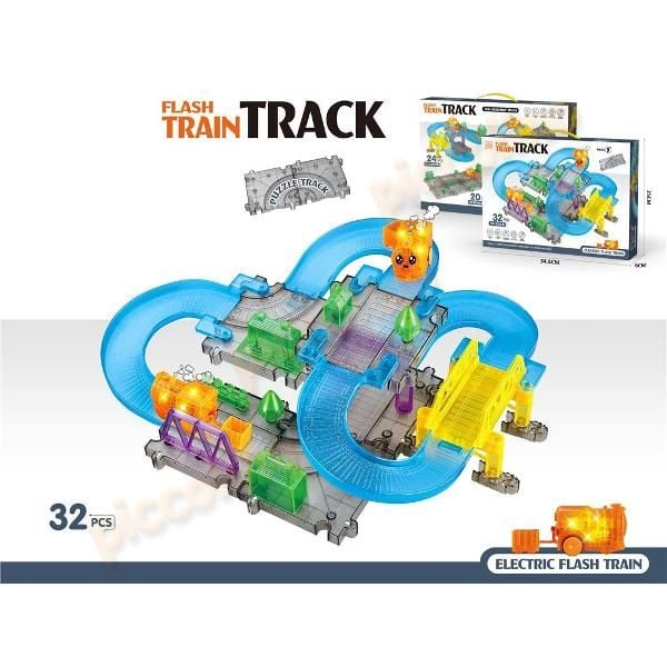 Set circuit feroviar cu locomotiva transparenta Engros