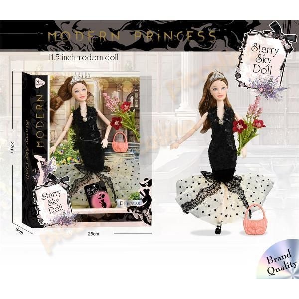 Flori - Papusa in rochie de seara articulata 29cm cu buchet si geanta Engros