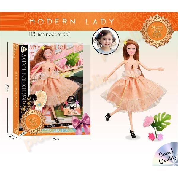 Flori - Papusa in rochie de seara articulata 29cm cu trandafir Engros