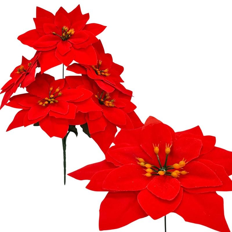 Buchet Craciunita catifelata, engros 30 cm lungime buchet, 14 cm diametru capat