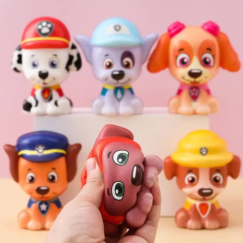 Squishy Patrula Cățelușilor – 13 cm | Set Antistres cu 6 Figurine Drăgălașe,En-gros