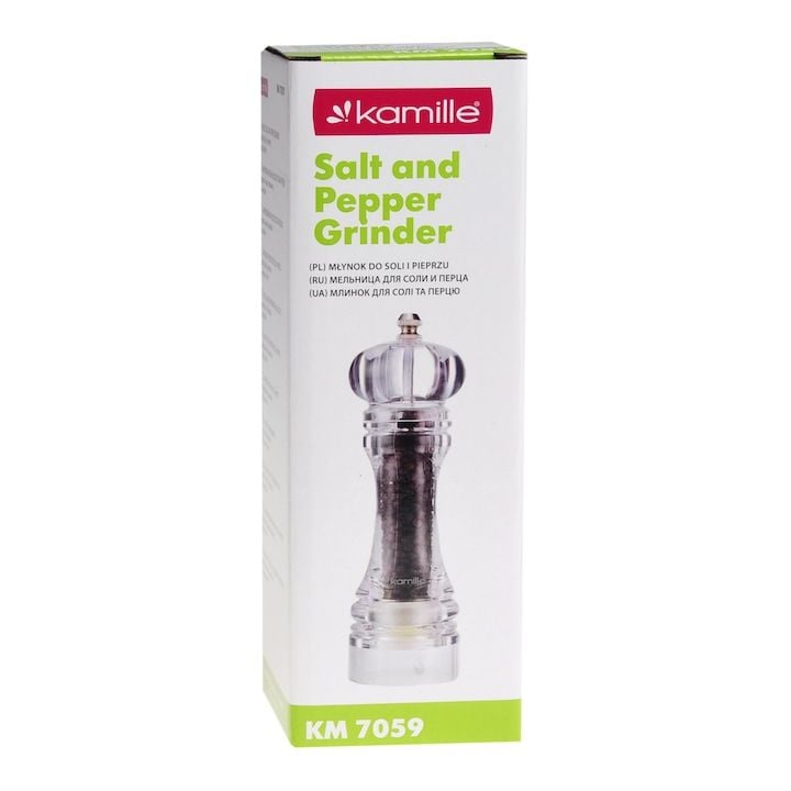 Rasnita Engros manuala Kamille KM-7059, din inox si acril, reglabila, 5.8x18.5cm