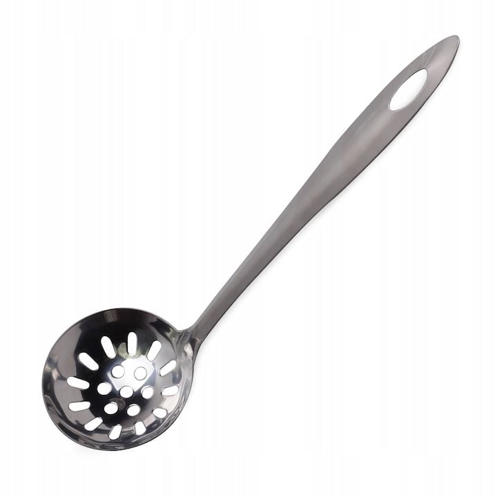 Polonic Engros cu design perforat, Kamille, din otel inoxidabil, 28x7cm, argintiu