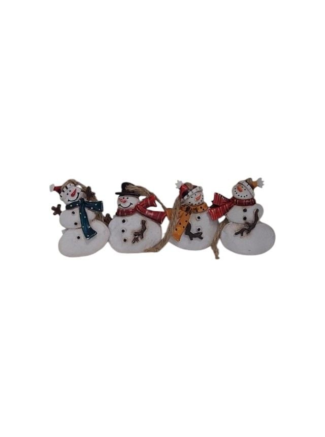 Ornamente de Craciun Engros, oameni de zapada, set 4 buc, 6 cm