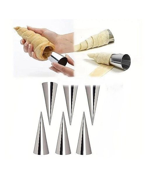 Set 6 Forme pentru Corn cu Cremă Inox 8.5 x 2.5 CM Engros