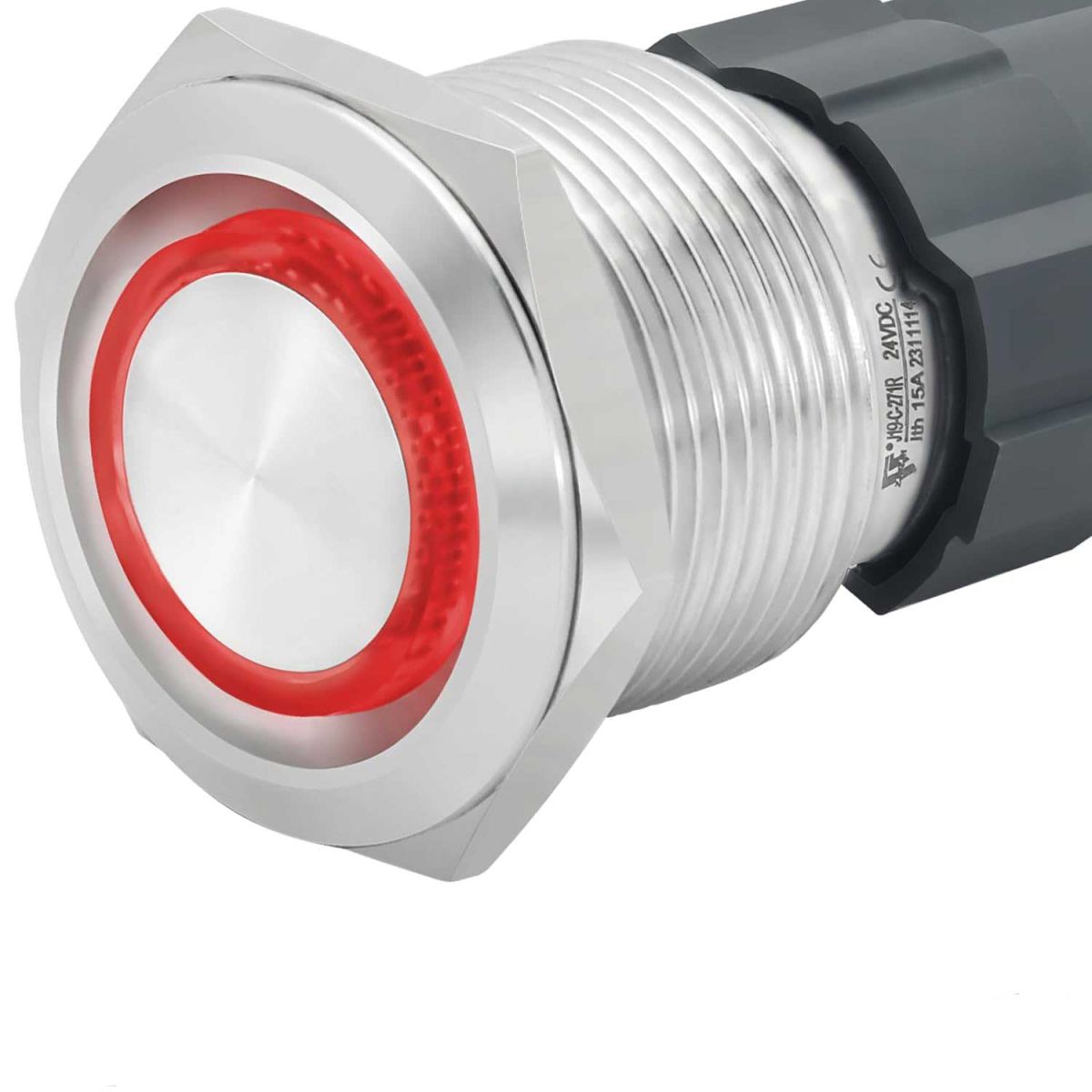 Buton Metalic Push 22mm cu RETINERE, 220V-10A, Led Rosu, ElectroAZ Engros