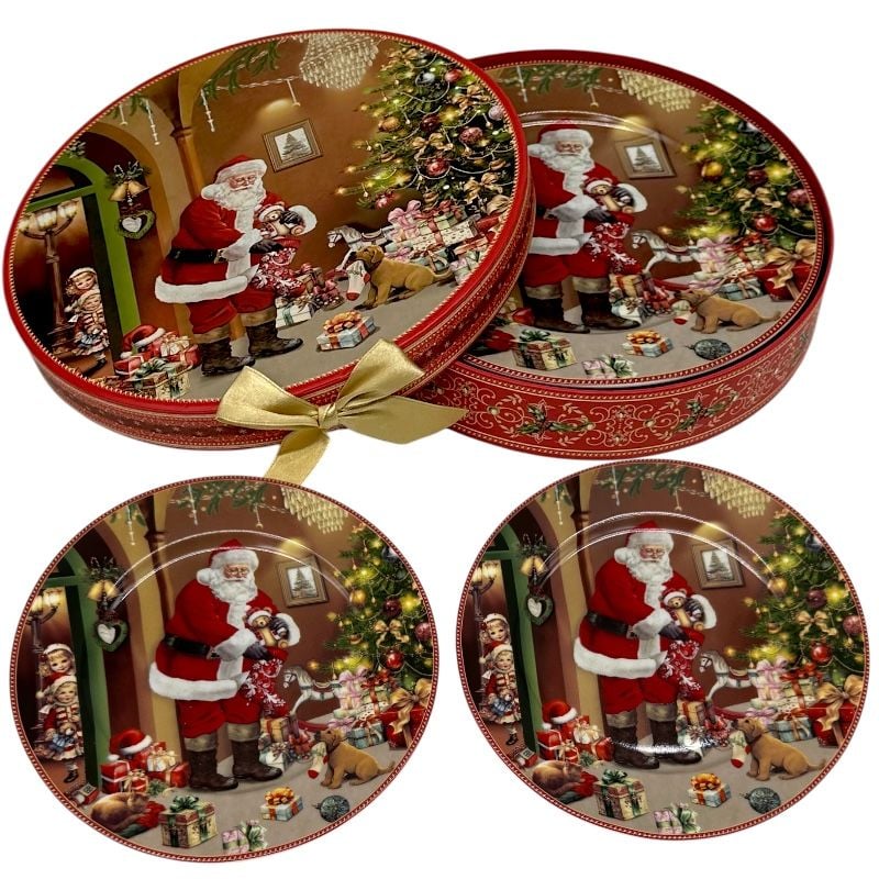 Cadou de Crăciun – 2 farfurii ceramice în cutie festivă d 25, h 4cm, en-gros