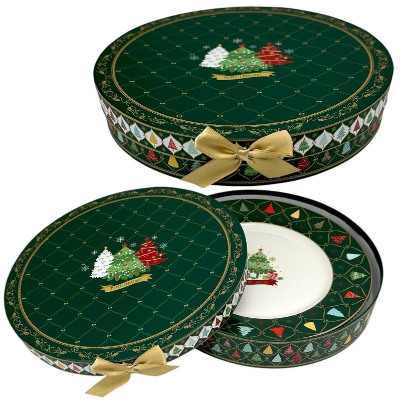 Cadou de Crăciun – 2 farfurii ceramice în cutie festivă d 27, h 5cm, en-gros