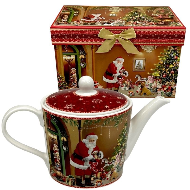 Cadou de Crăciun – Ceainic din ceramică d13.5/h11cm în cutie festivă 25×15×16 cm, en-gros