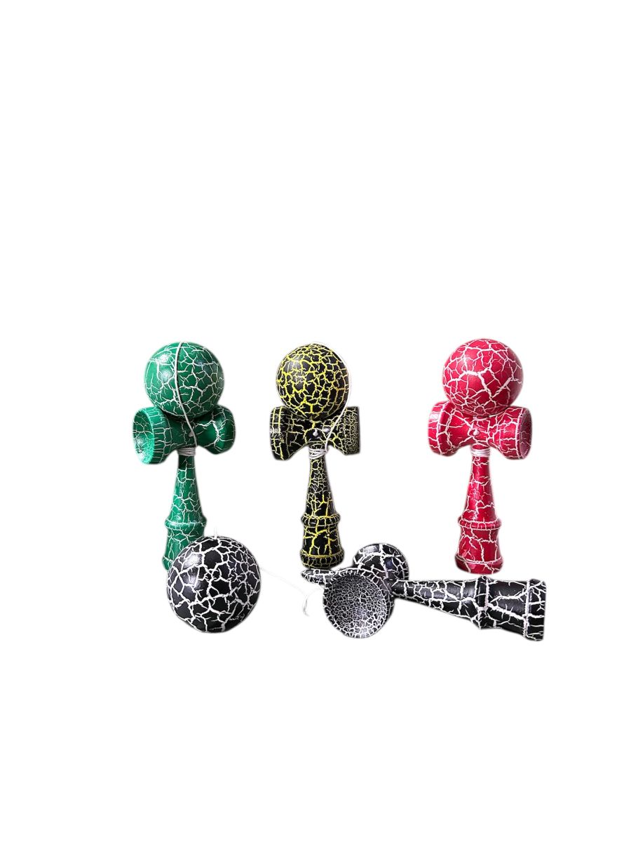 Kendama din Lemn cu Model Crăpat – Jucărie Interactivă de Echilibru și Îndemânare pentru Copii și Adulți