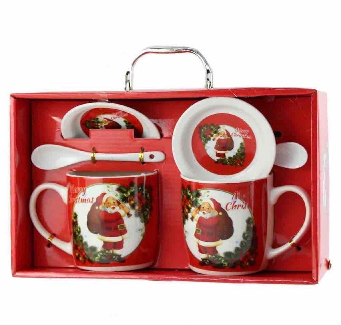 Set 2 Căni Crăciun cu Capace și Linguri