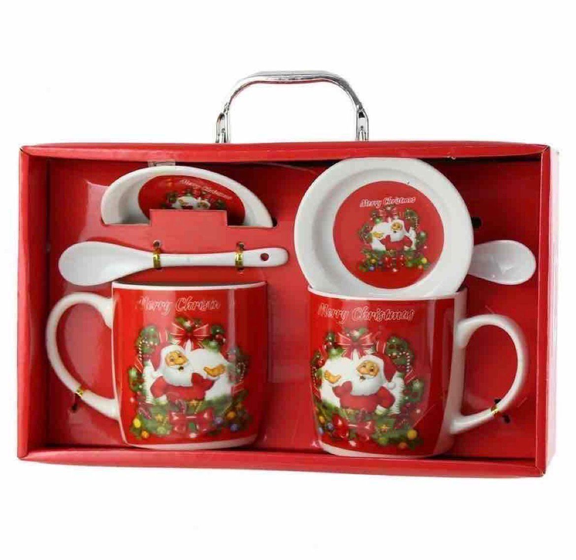 Set 2 Căni Crăciun cu Capace și Linguri