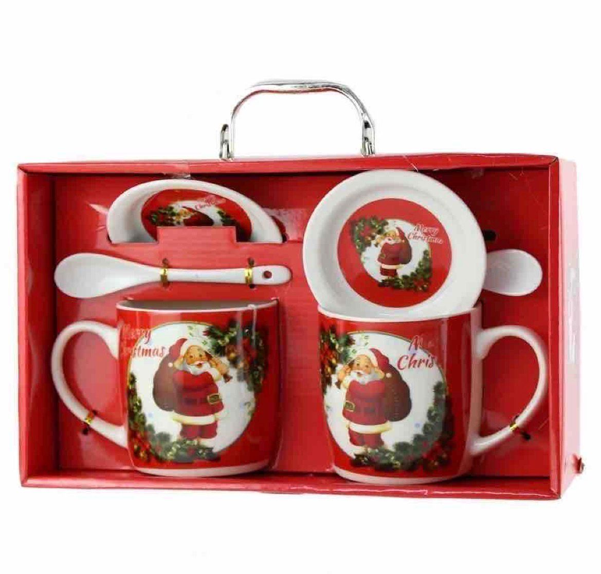 Set 2 Căni Crăciun cu Capace și Linguri