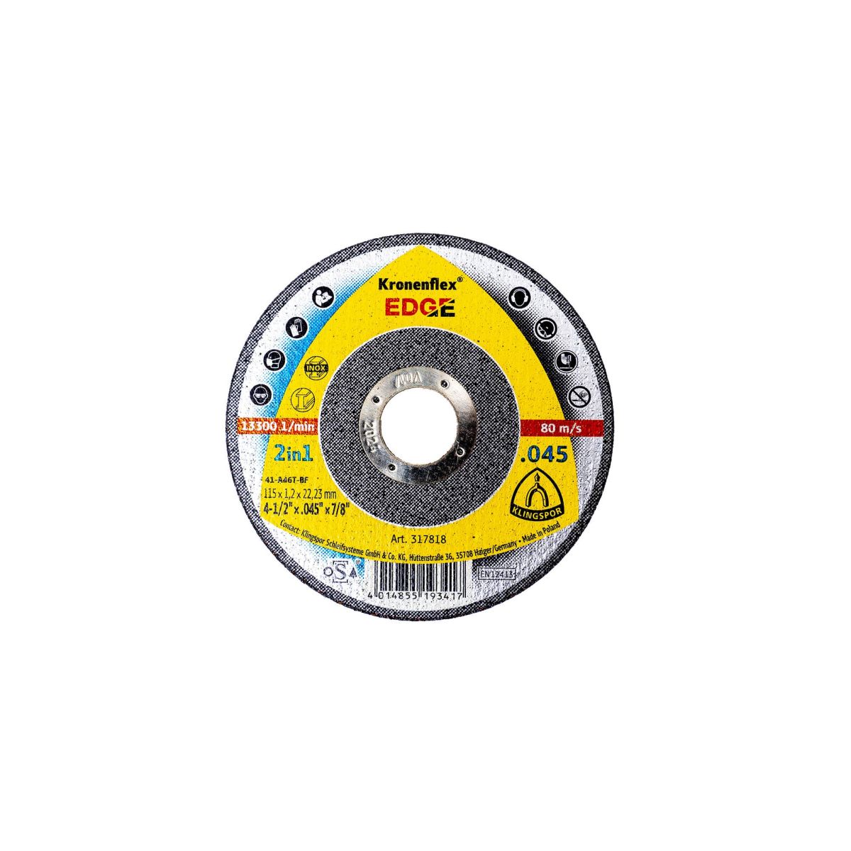Disc de polizare Klingspor, EDGE, 115x1.2x22.23mm / EXT 317818 Engros