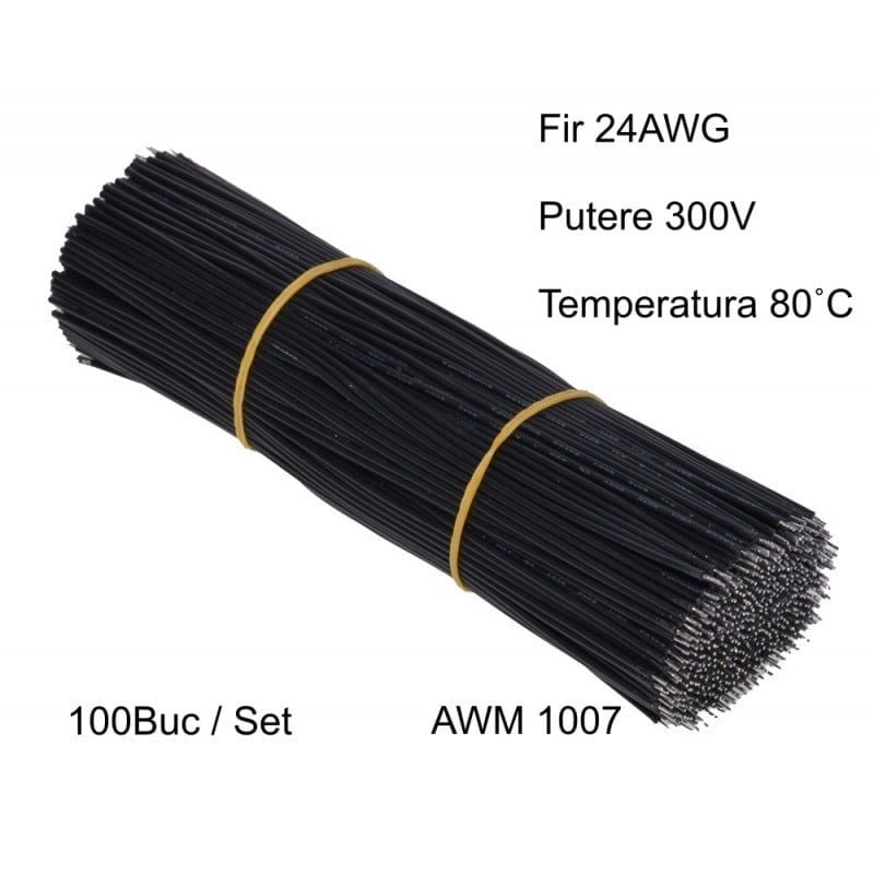 Cablu Negru 15CM - 24AWG, 100BUC Engros
