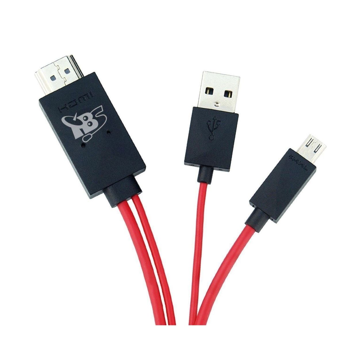 Cablu HDMI TV FullHD MHL Micro USB S5 S4 S3 negru-rosu Engros