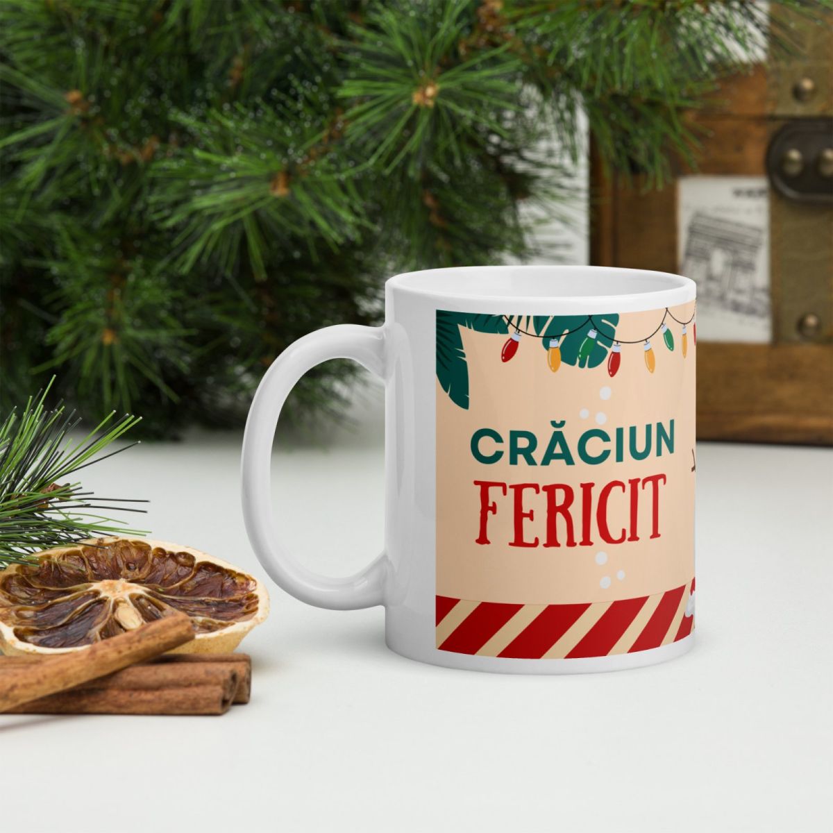 Cana ceramica Craciun 330 ml (11 oz) – design festiv, rezistenta, Engros