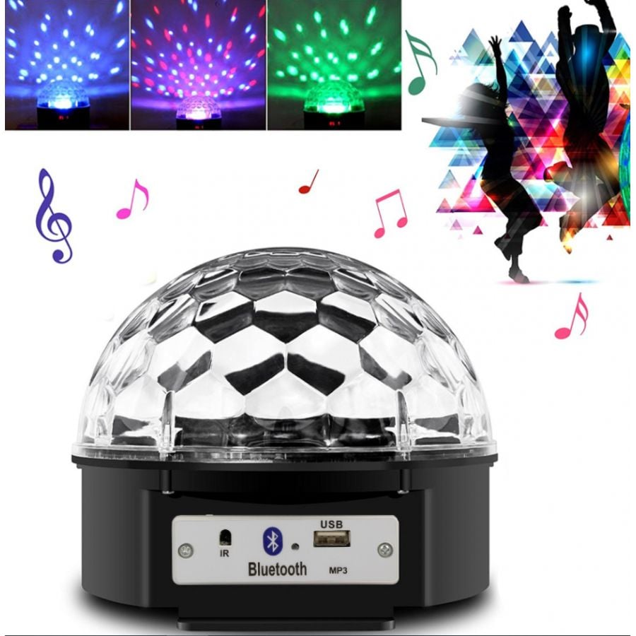 Glob disco cu boxa bluetooth, muzica, card, stick USB, proiector Disco Party, telecomanda