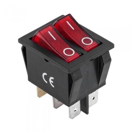 Intrerupator Dublu ON-OFF 250V-16A LED Rosu Engros