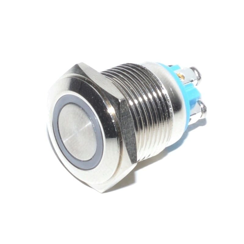 Buton Metalic cu LED, Tip Push, Cu Led, Fara Retinere, 16mm, 12V Engros