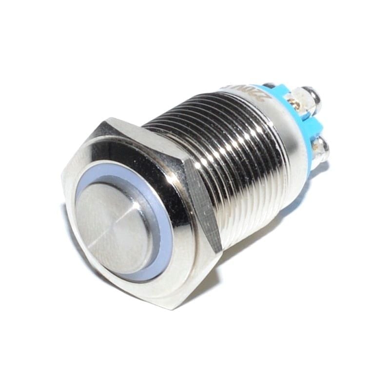 Buton Metalic cu LED Rosu, Tip Push, Cu Retinere, 16mm, 220V Engros