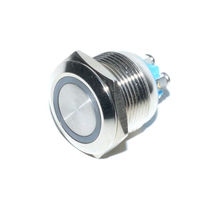 Buton Metalic cu LED, Tip Push, Fara Retinere, 19mm, 24V Engros