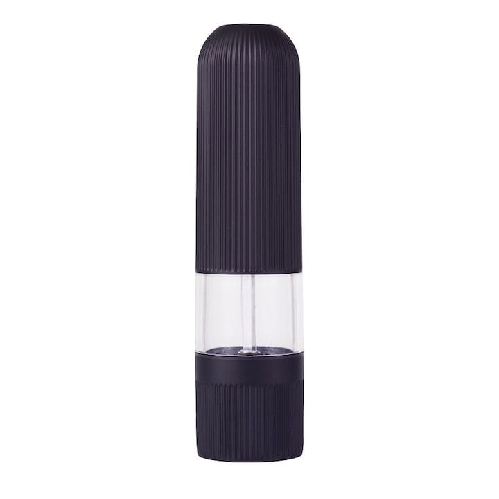 Rasnita Engros electrica pentru sare/piper, Kamille, din Plastic, Iluminare LED, 5x22.2cm, Negru/Transparent