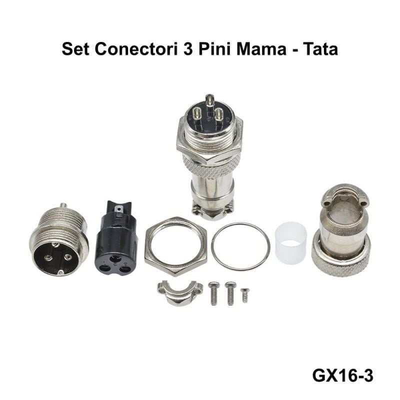 Set Conector Incarcator GX 3 Pini, Tip Aviator, (mama-tata GX16) Engros