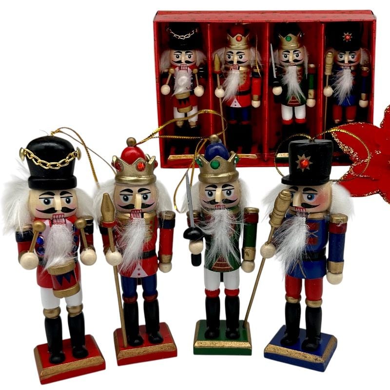 Spargator de nuci 12 cm ,set 4buc– Decorațiune Crăciun din lemn, en-gros