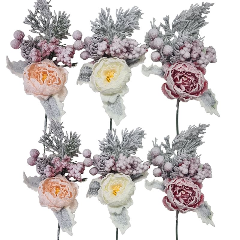 Creanga decorativa cu zapada de Craciun, 30 cm lungime