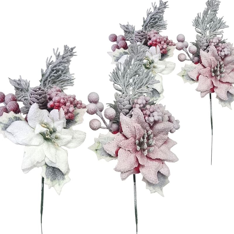Creanga decorativa cu zapada de Craciun, 30 cm lungime
