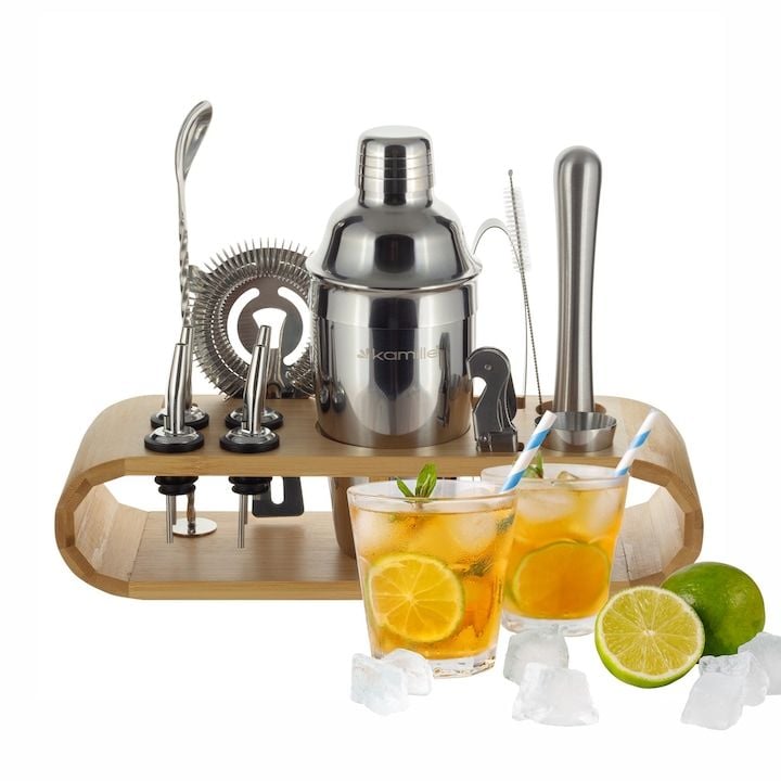 Set Engros de barman Kamille KM-7765, din inox, 21 piese, multicolor