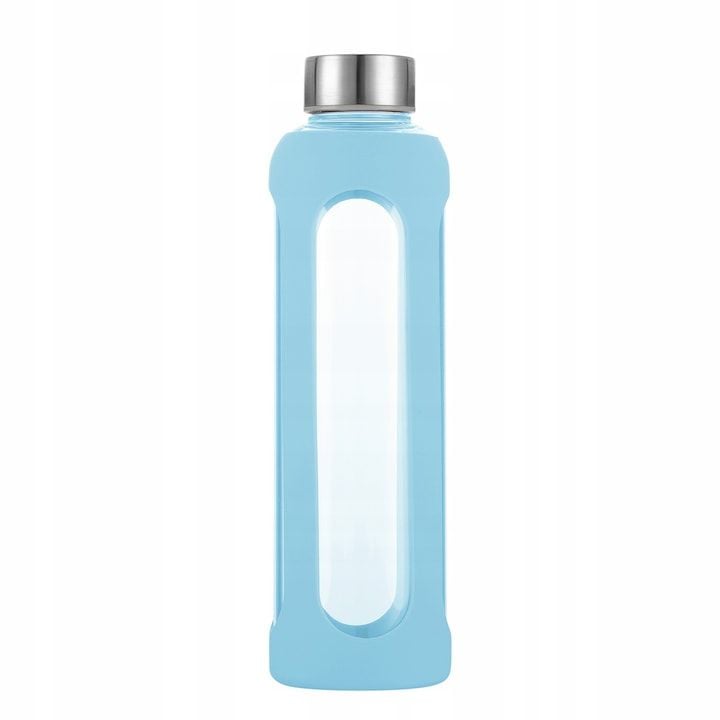 Sticla Engros termorezistenta, Kamille, din Silicon, 550ml, Turcoaz