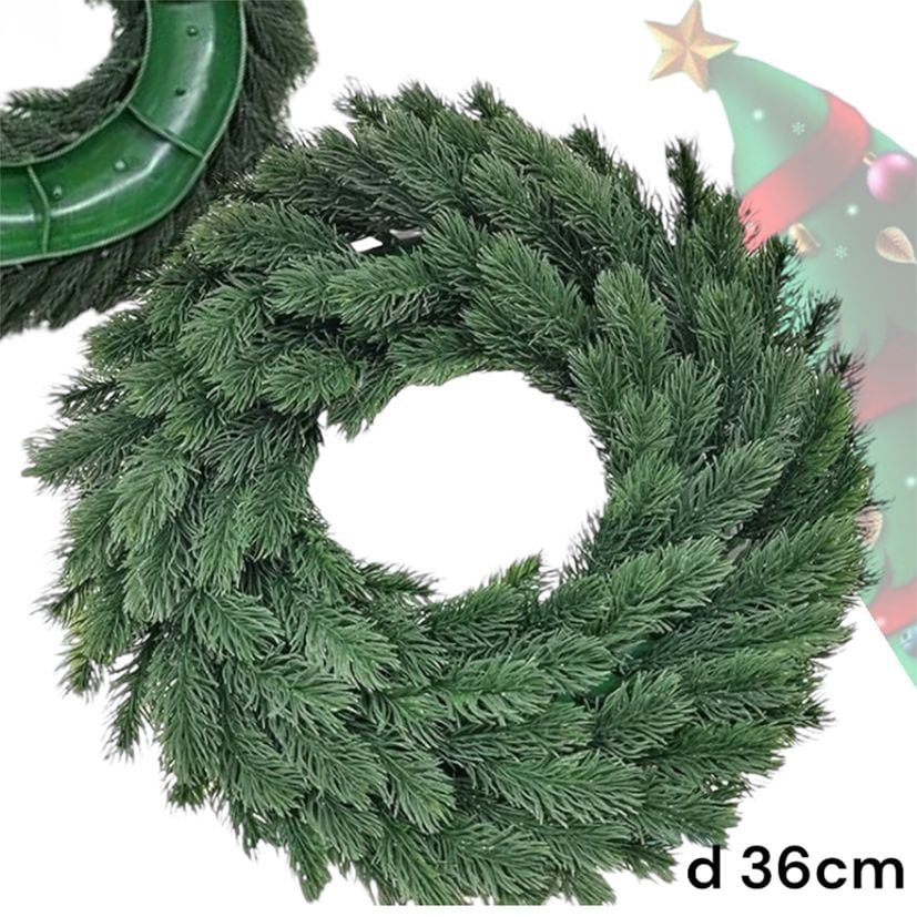 Coroniță de Crăciun artificială din crengi de brad – d 36 cm, en-gros