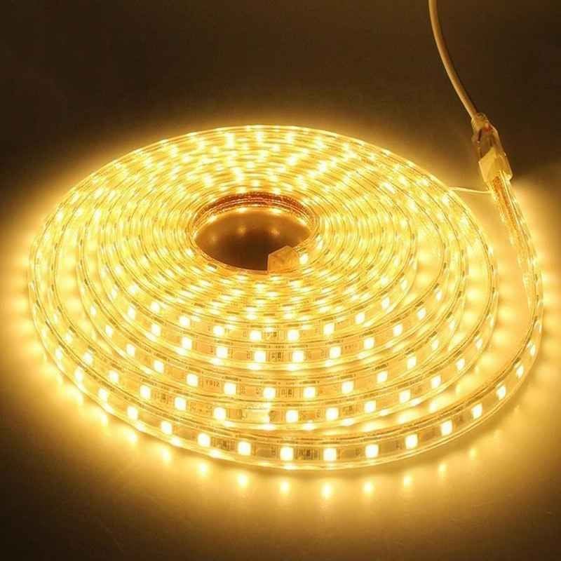 BANDA LED Engros SMD 100M cu Alimentator , 48 de LED-uri pe metru , 220V , culoare alb cald