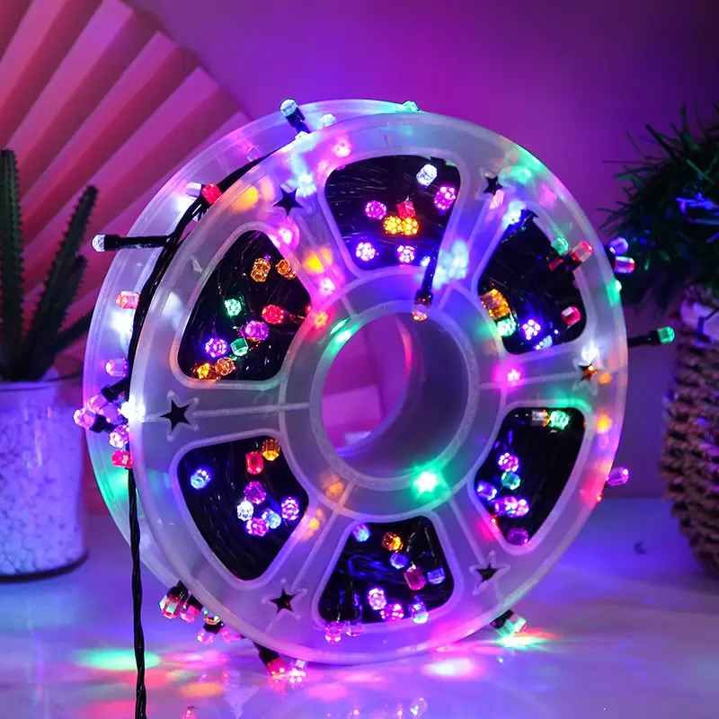 Instalatie de Craciun Engros , tip rola 100M (real) , 480 leduri rotunde , led-uri model V8 diamant , 8 Jocuri de Lumini , culoare multicolor , interior si exterior