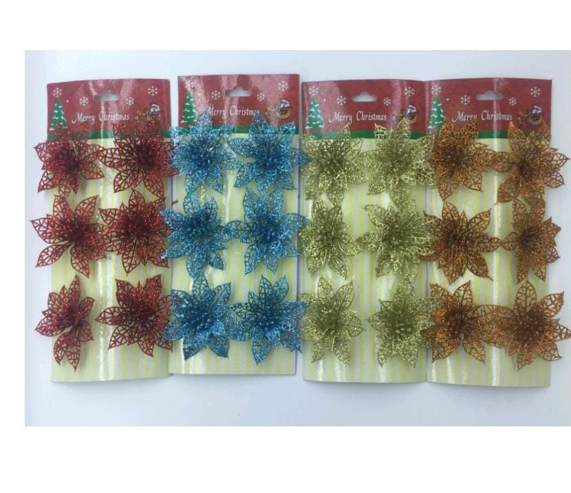 Set decorativ de Crăciun în formă de flori 7cm engros