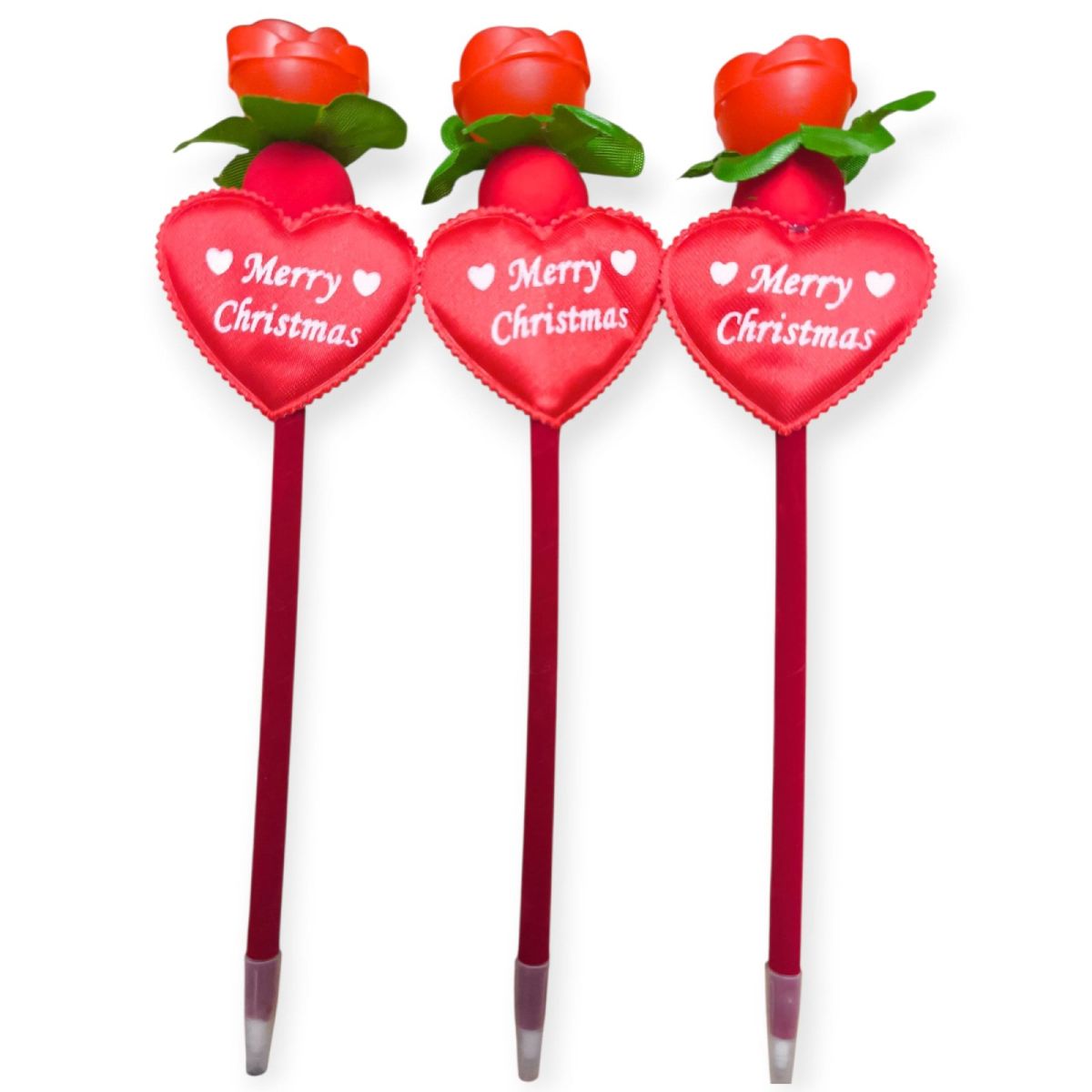 Set 12 pixuri Craciun cu figurine – trandafir cu lumini si inimioara Merry Christmas– ideale pentru scoala si cadouri Engros