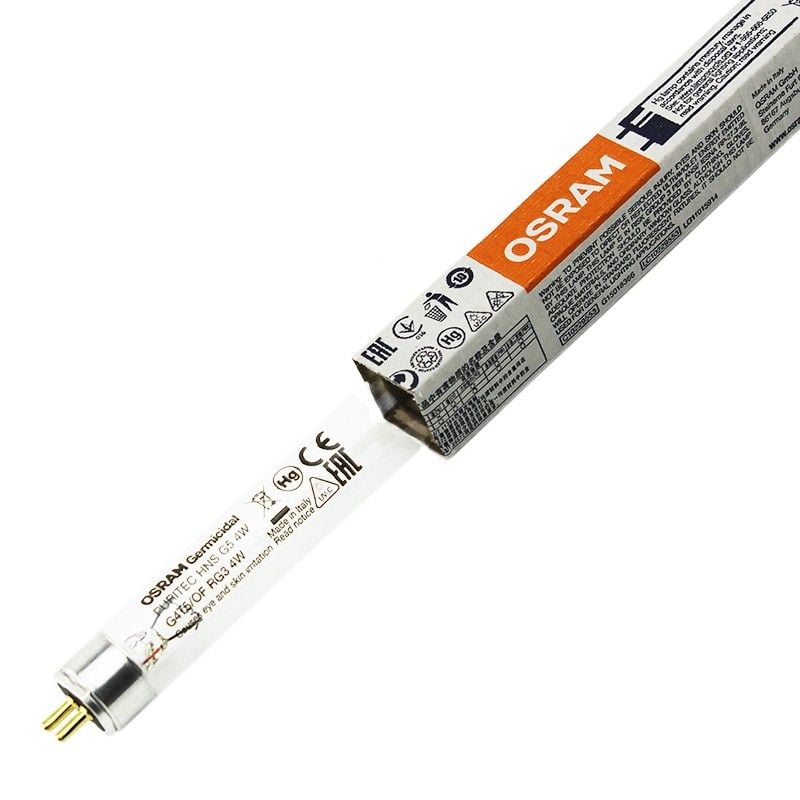 Tub bactericid UV-C 4W T5, soclu G5, 2 pini, lungime totala 15 cm Engros